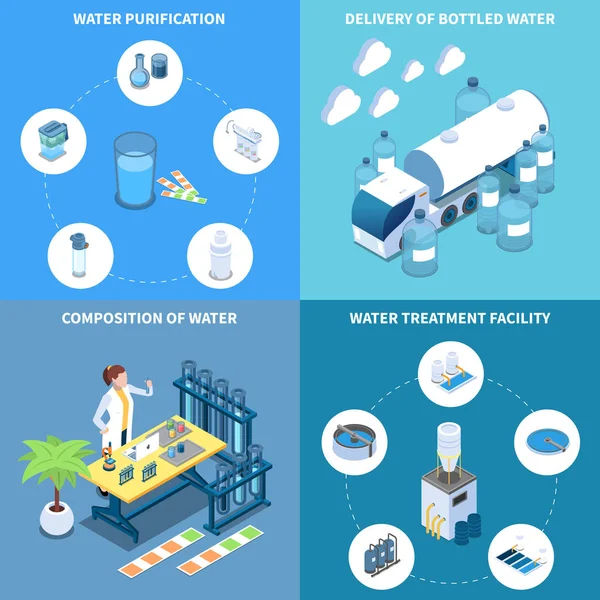 Purificación del agua Concepto de diseño isométrico — Archivo Imágenes Vectoriales