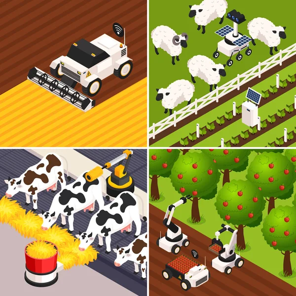 Zestaw ikon koncepcja inteligentnego Farm — Wektor stockowy