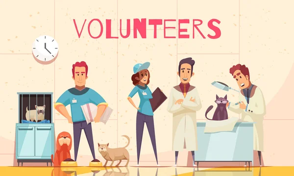 Vrijwilligers vlakke Poster — Stockvector