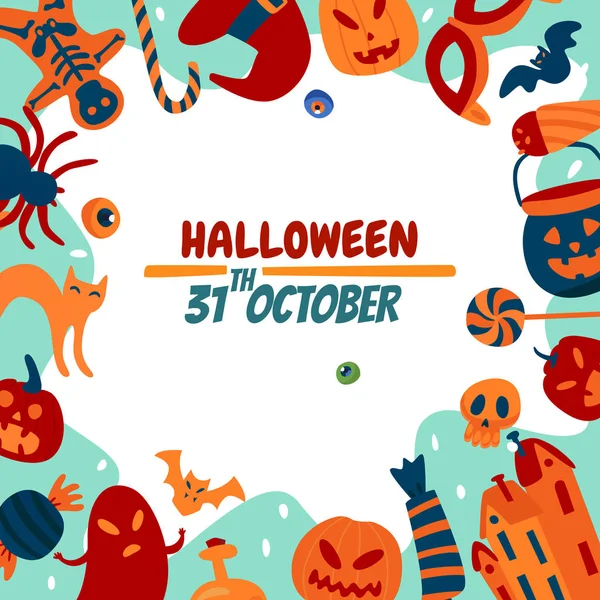 Halloween Soon Flat Background — Stock Vector