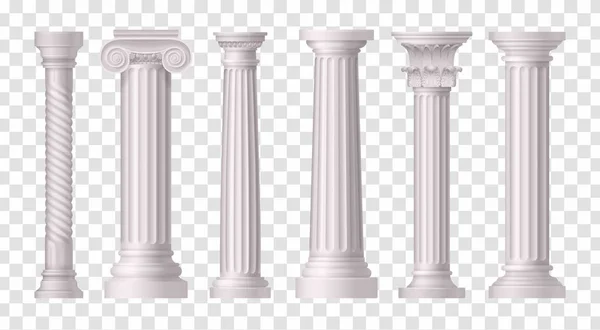 Columnas blancas antiguas Set de iconos transparentes — Archivo Imágenes Vectoriales