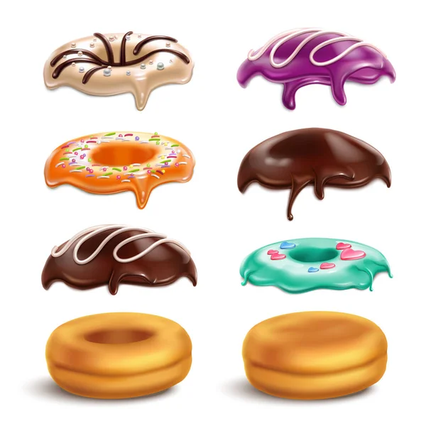 Galletas Donuts Frostings Set realista — Vector de stock