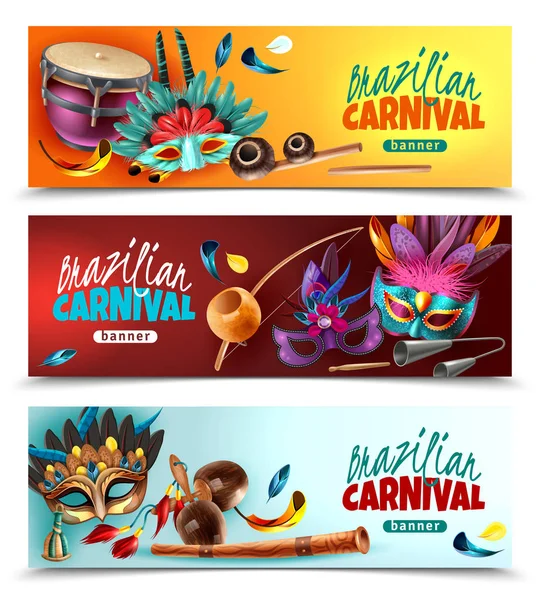 Brasil Carnaval Banners Set — Vetor de Stock
