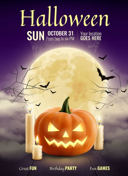Cartel realista del partido de Halloween — Archivo Imágenes Vectoriales