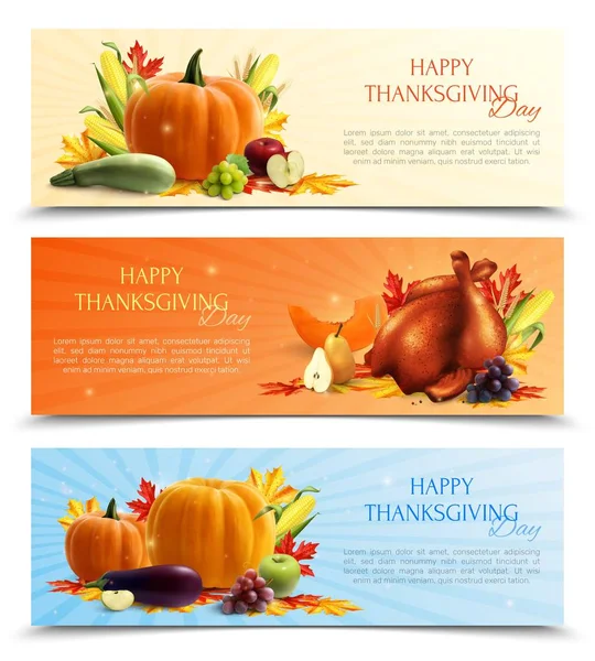 Bannières de jour de Thanksgiving — Image vectorielle