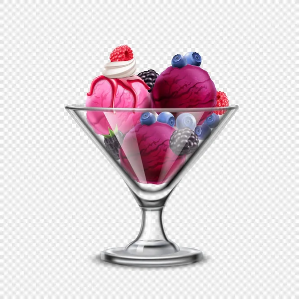 アイスクリーム果実の透明な組成 — ストックベクタ