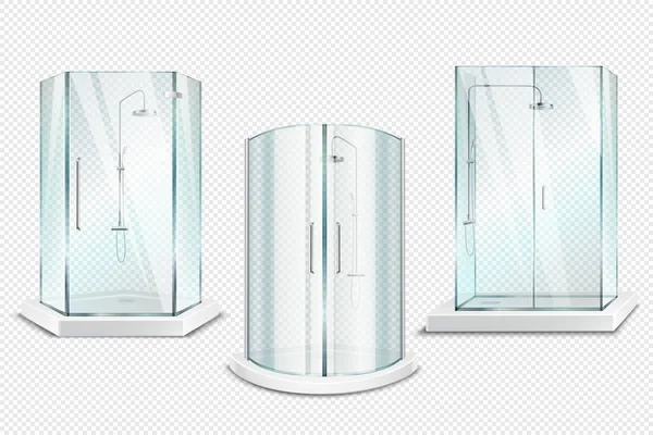 Cabines de douche ensemble réaliste — Image vectorielle