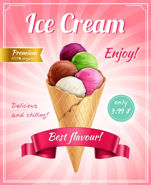 Disfruta del cartel del helado — Vector de stock