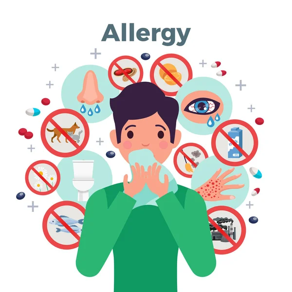 Ilustración del concepto de alergia — Vector de stock