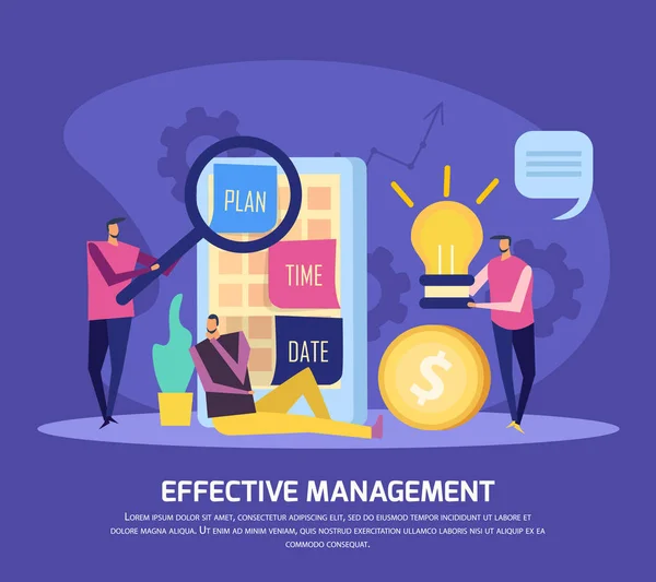 Management Planning Flat Composition — Stock Vector