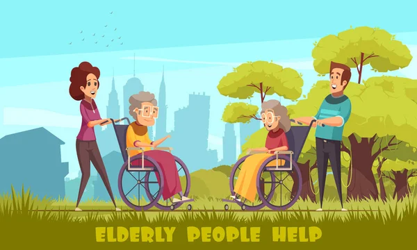 Poster de ajuda para idosos com deficiência — Vetor de Stock