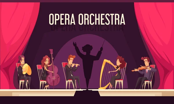 Θέατρο ορχήστρα επιδόσεις επίπεδη — Διανυσματικό Αρχείο