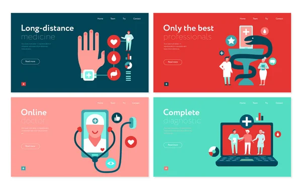 Set di banner web per medicina digitale — Vettoriale Stock