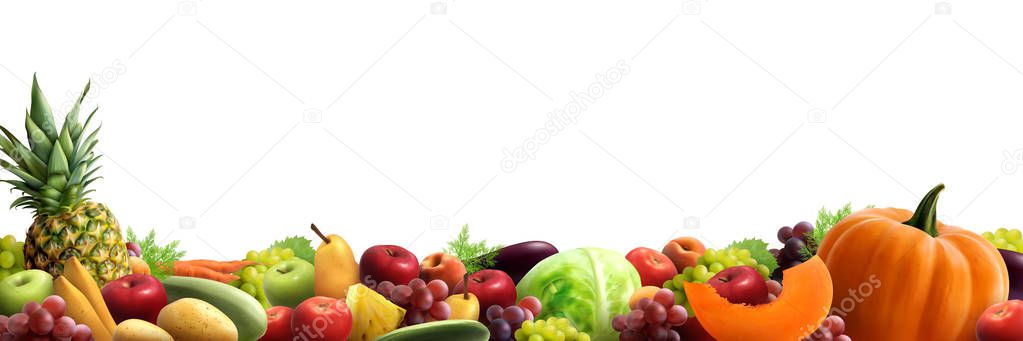 Fruits And Vegetables Horizontal Composition