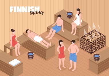 Fin saunası izometrik çizimde