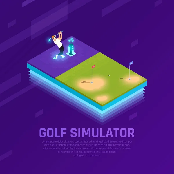 VR Golf simülatörü izometrik kompozisyon — Stok Vektör