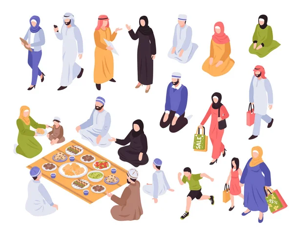 Ensemble de famille arabe — Image vectorielle