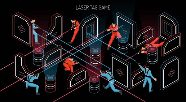 Laser Tag Isométrico Banner — Vetor de Stock