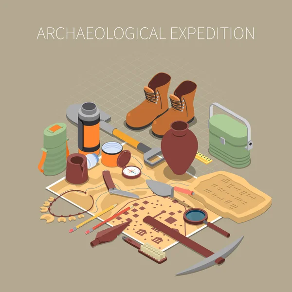 Archaeological Expedition Concept — Stock Vector