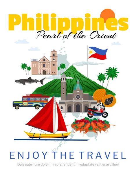 Viaje a Filipinas Poster — Archivo Imágenes Vectoriales