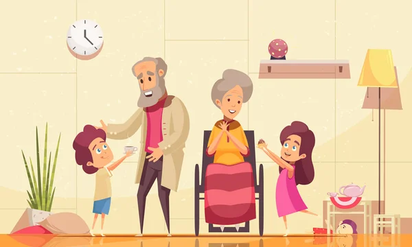 Aile yardım yaşlı insanlar — Stok Vektör
