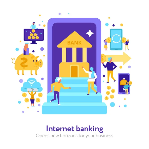 インターネット銀行のフラット図 — ストックベクタ