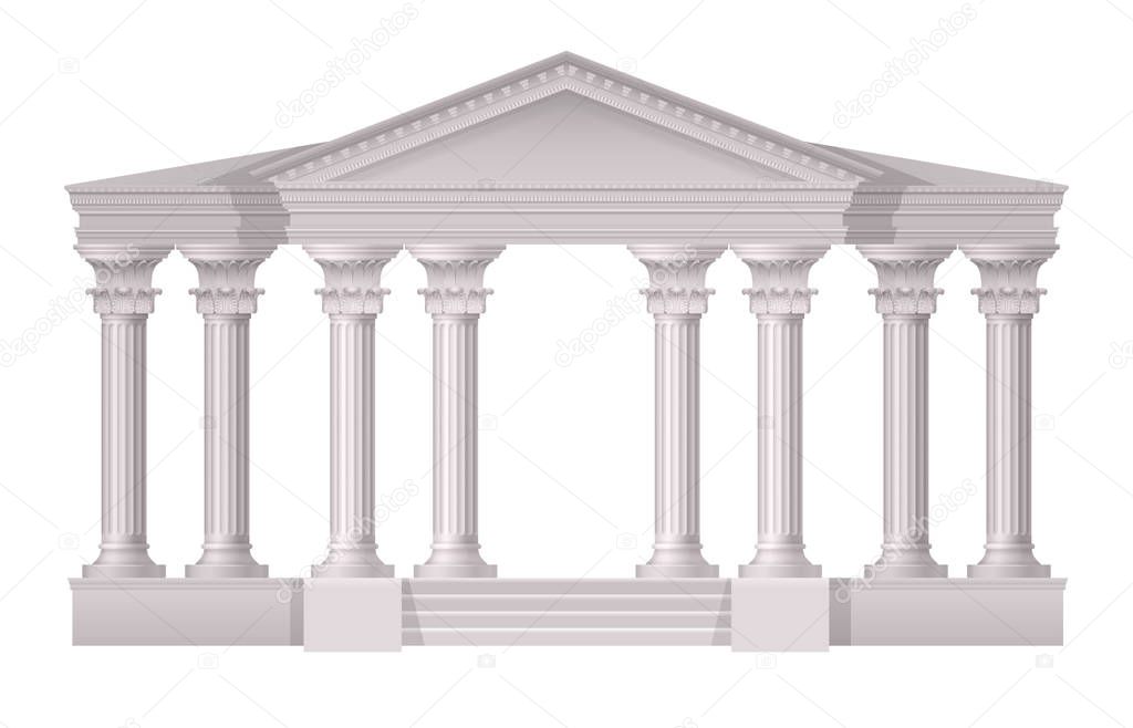 Antique White Columns Realistic Composition