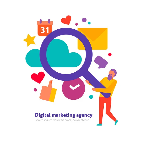 Illustrazione dell'agenzia di marketing digitale — Vettoriale Stock