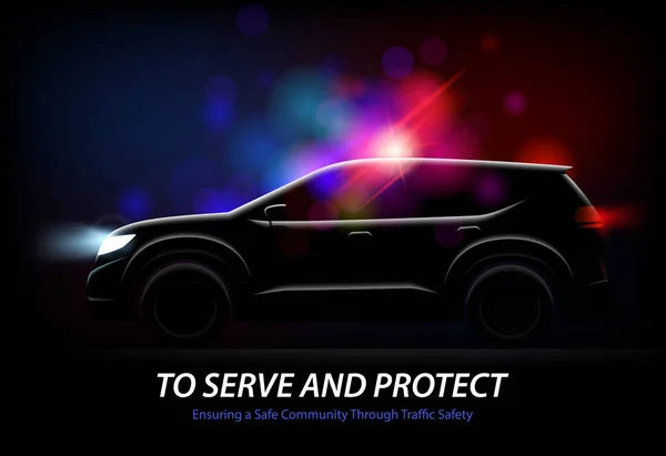 Policía coche luces fondo — Vector de stock