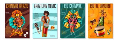 Brezilya Carnaval poster seti