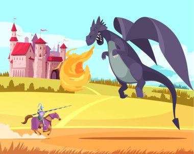 Kale Dragon çizgi film illüstrasyon