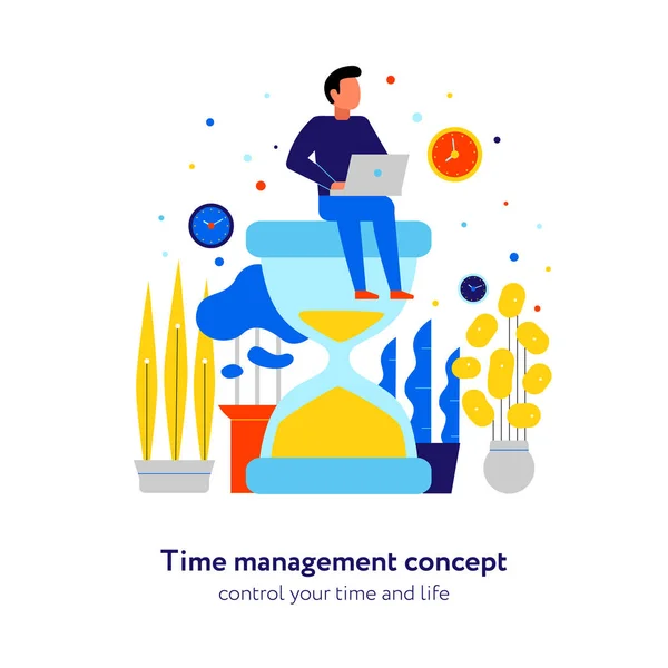 Time Management platte samenstelling — Stockvector