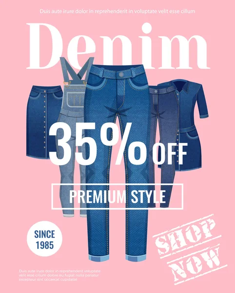 Poster zum Verkauf von Jeans-Kleidung — Stockvektor