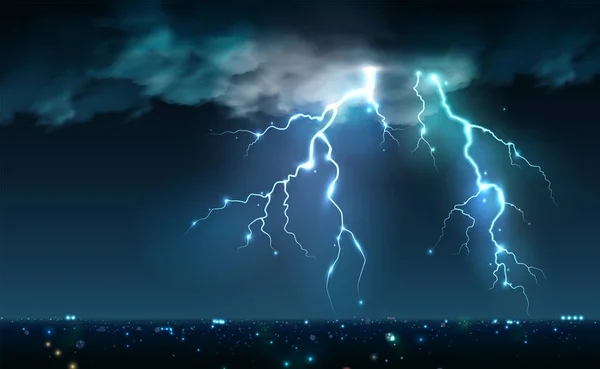 Noche Ciudad Tormenta Composición — Vector de stock