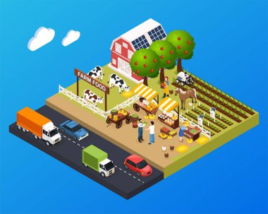 Çiftlik gıda izometrik arka plan