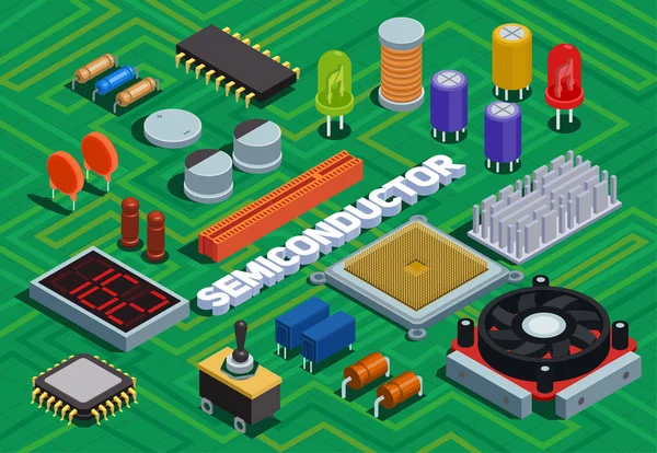 Antecedentes isométricos semiconductores — Archivo Imágenes Vectoriales