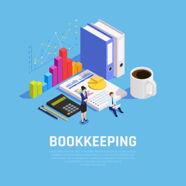 Book Keeping Isometric Composition clipart