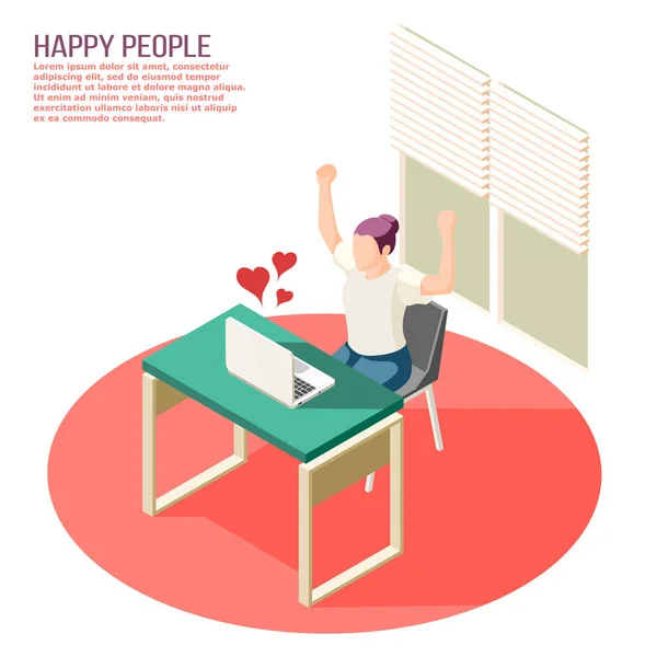 Happy People Isometric Composition — Stock Vector
