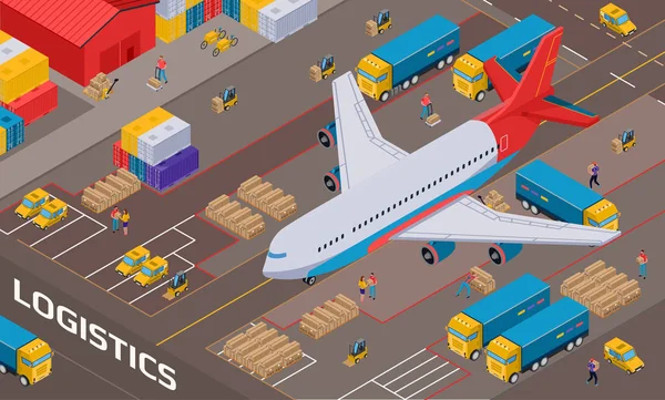 Izometryczne ilustracja logistyczne dostawy — Wektor stockowy