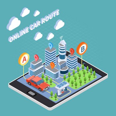 Carsharing Isometric Composition clipart