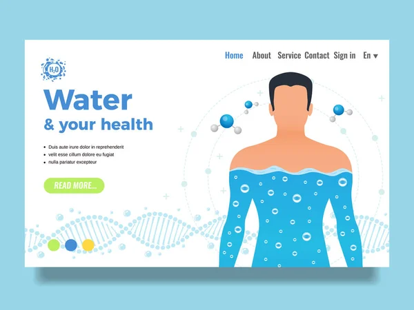 Kropp och vatten Webbplatsdesign — Stock vektor