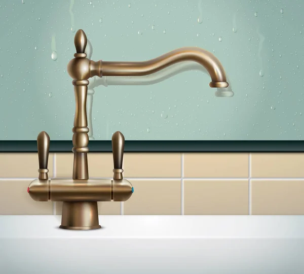 Vintage Style Faucet Composition — Stock Vector