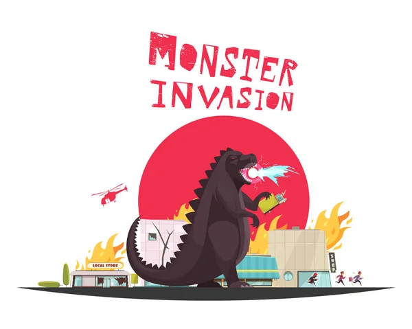 Ilustración del dragón monstruo moderno — Vector de stock