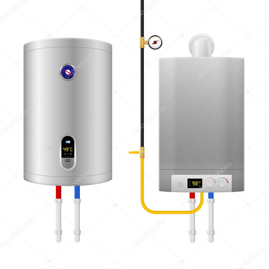 Colored Realistic Water Heater Boiler Composition