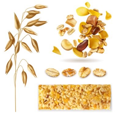 Gerçekçi müsli tahıl Set