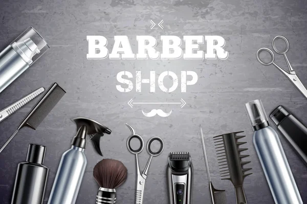 Barbeiro loja fundo realista — Vetor de Stock