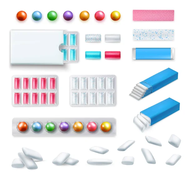 Realistic Chewing Gum Set — Stock Vector
