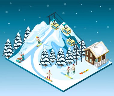Ski Resort izometrik kompozisyon