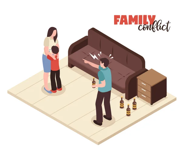 Kompozycja konfliktów rodzinnych — Wektor stockowy