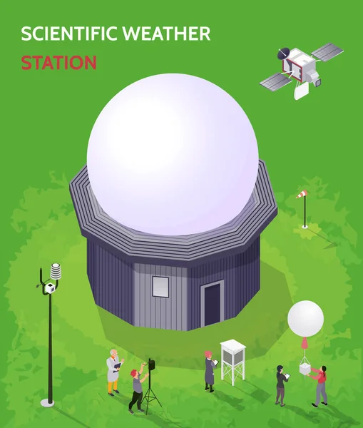 Composição do Centro Meteorológico Isométrico — Vetor de Stock